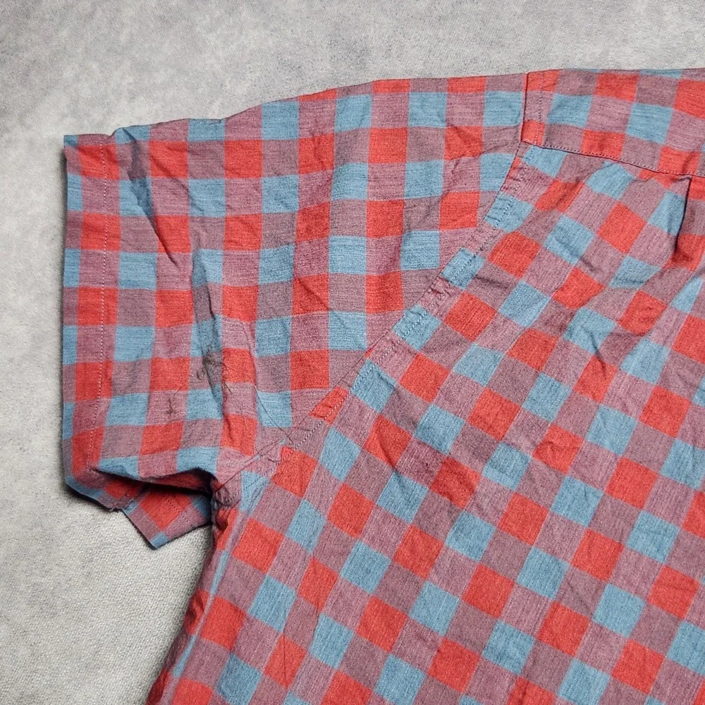 J Crew Mens XXL Red Blue Gingham Short Sleeve Button Down Shirt H4767 SP 18